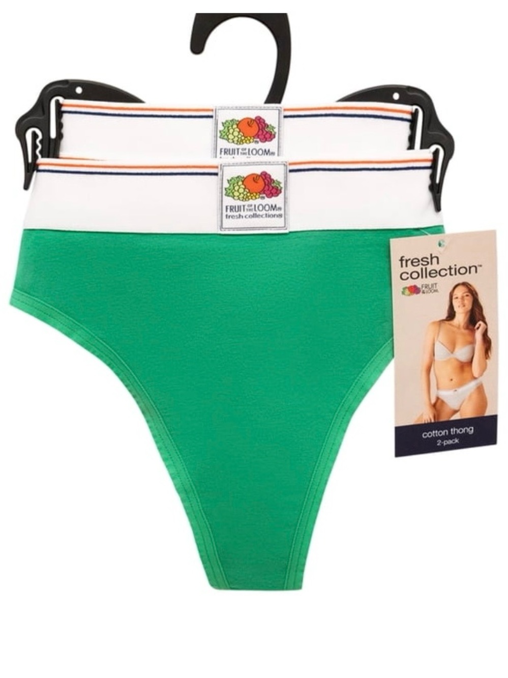 fresh collection by Fruit of the Loom Women's Cotton Thong 2-pack Size XXL